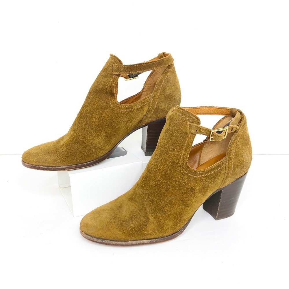 Frye Brown suede, Meghan cut out ankle booties